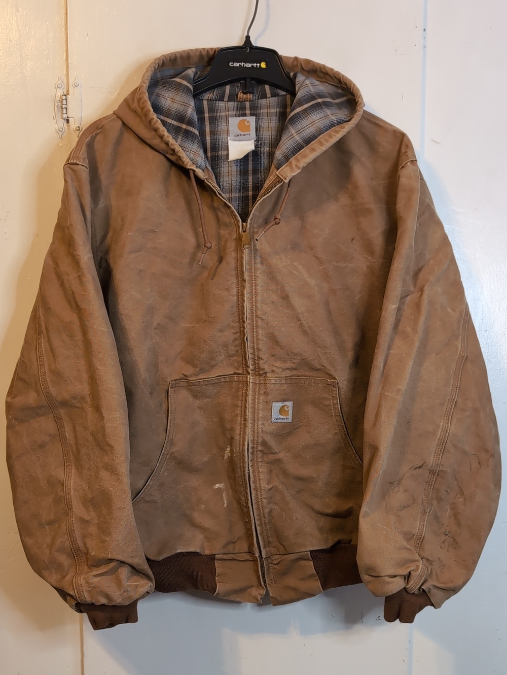 Vint. 🇺🇲made Carhartt Flannel Lined Hooded Duck Coat mens 3XL